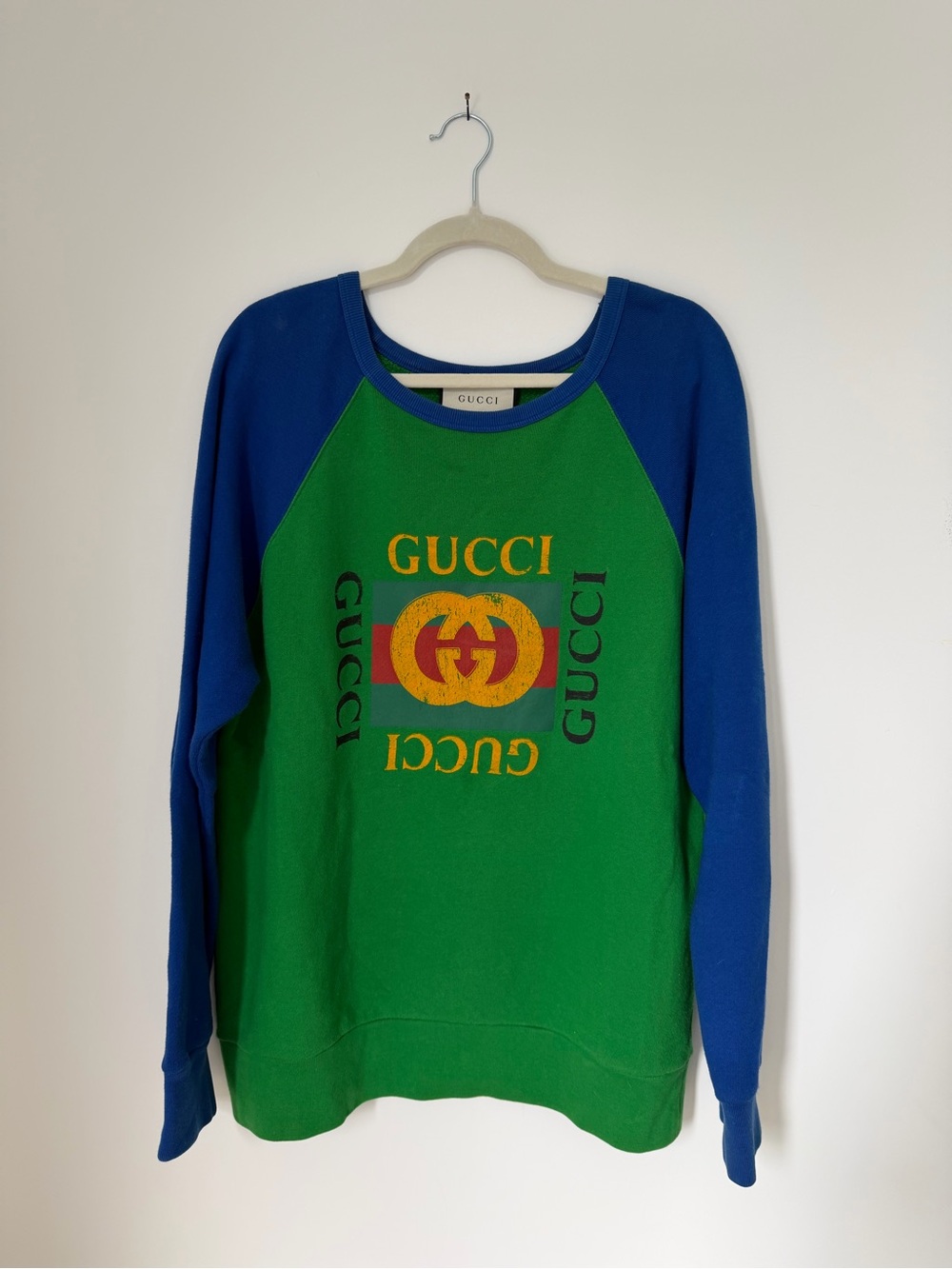 Gucci Logo Crewneck Sweatshirt Distressed Logo Size Medium